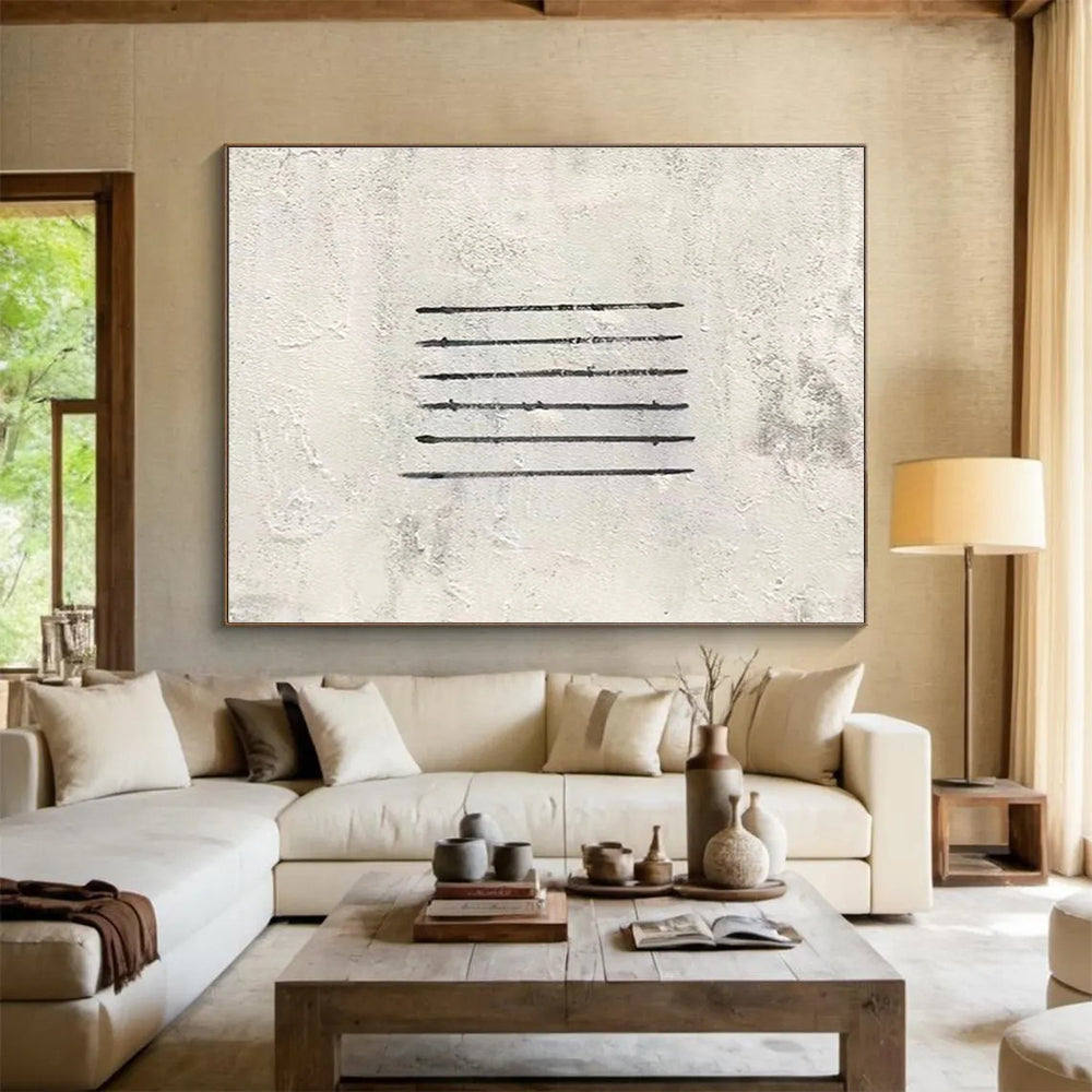 Cool Abstract Paintings Black & White Linear Minimalist Art HPS230