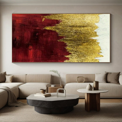 48x60 Red & Gold Textured Abstract Painting On Canvas PT066