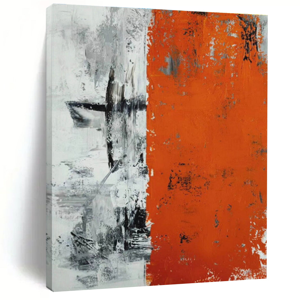 Acrylic Modern Art Paintings Orange Gray Black Abstract Art PT402
