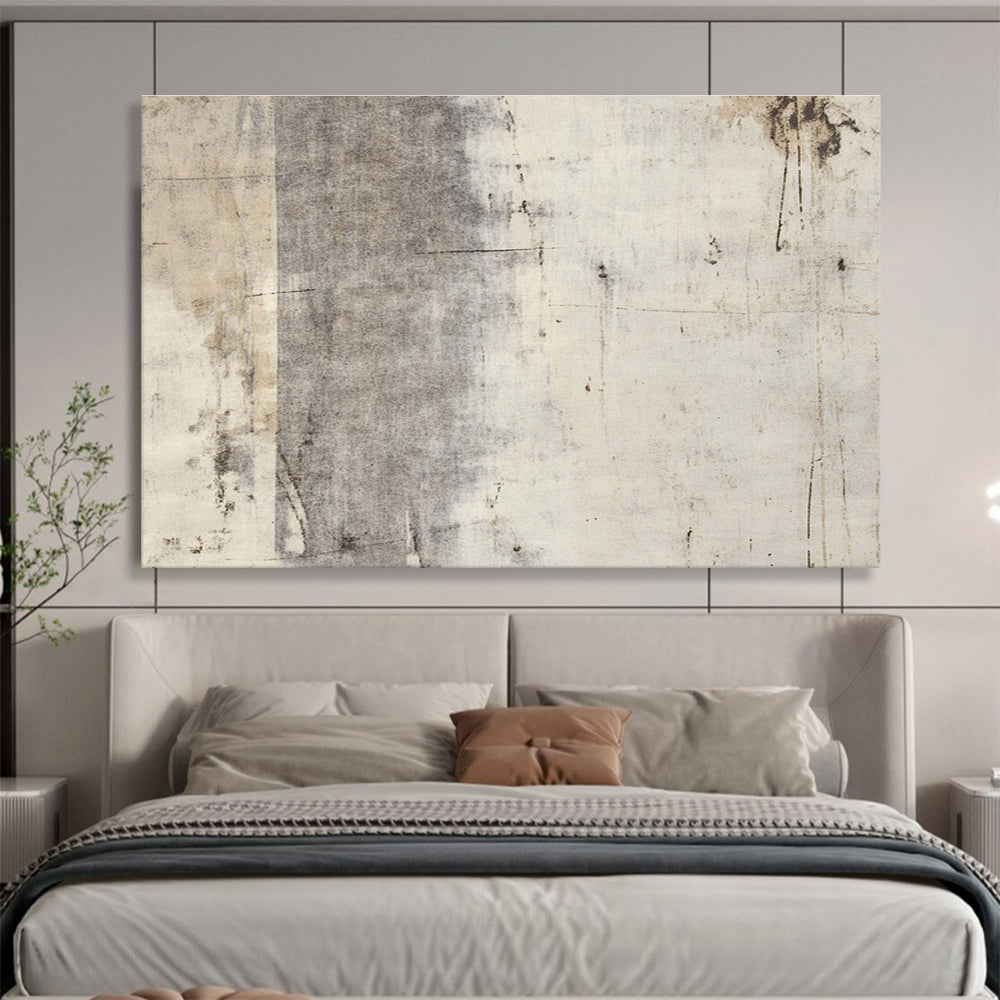 Minimalist Canvas Art Gray & Beige Textured Abstract Painting HPS256