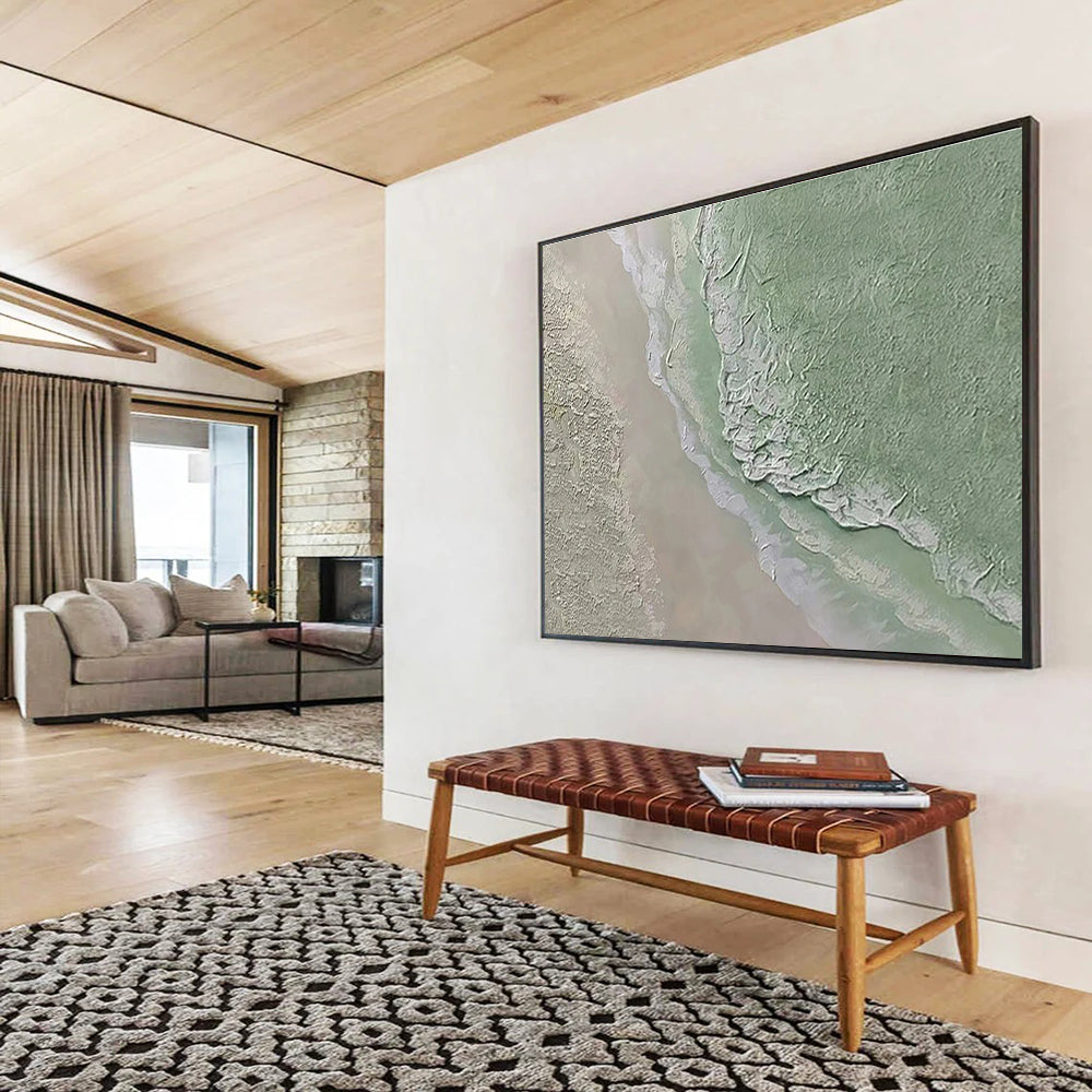 Large Size Green & Beige Textured Landscape Abstract Art HPS224