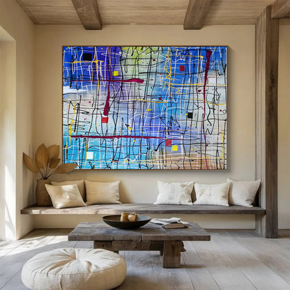 Oversized Abstract Wall Art Colorful Linear Abstract Art HPS150