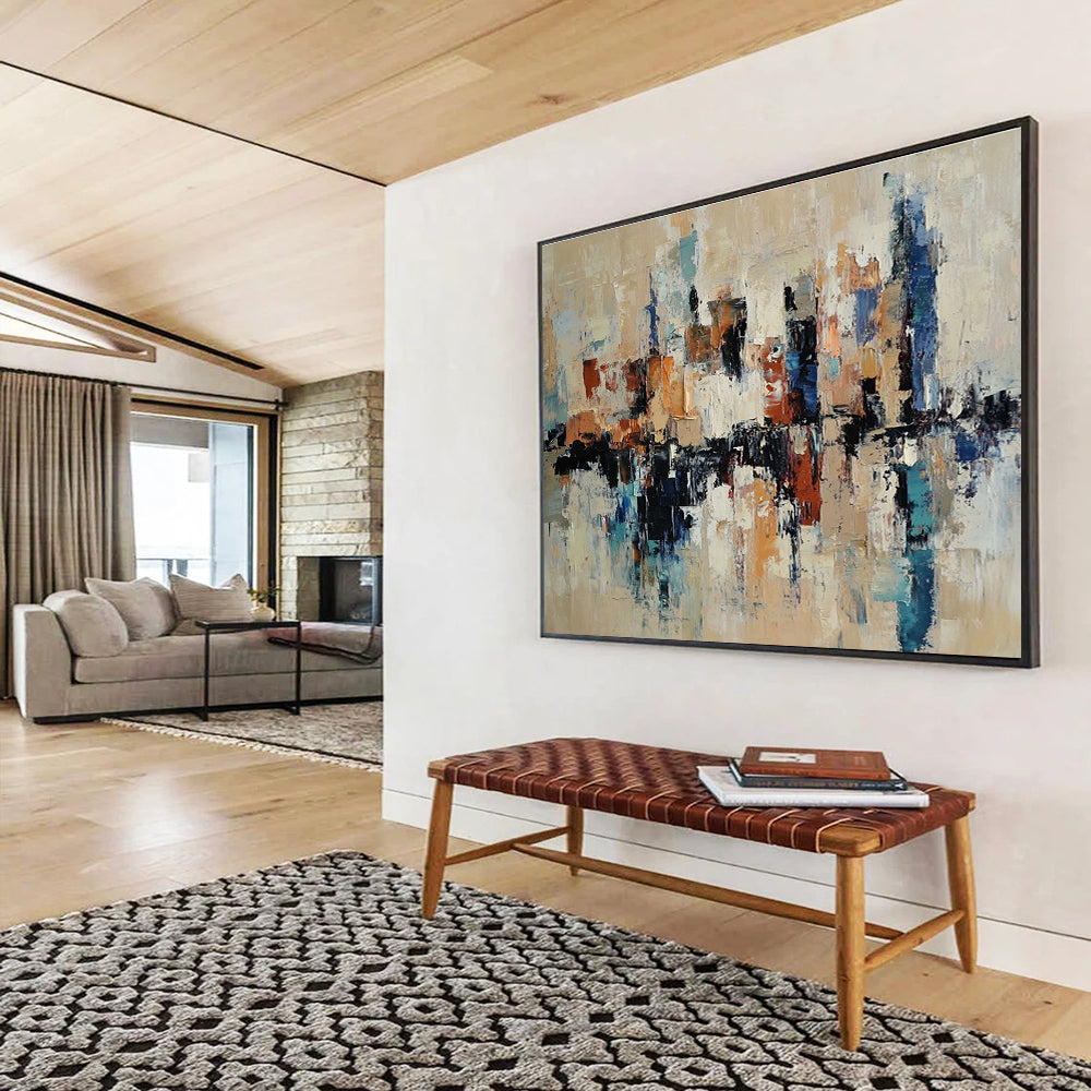 Paintings For House Multicolor Abstract Cityscape with Reflection HPS310