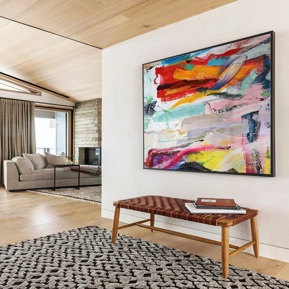 Modern Art Acrylic Vibrant Multicolor Abstract Painting On Canvas HPS086