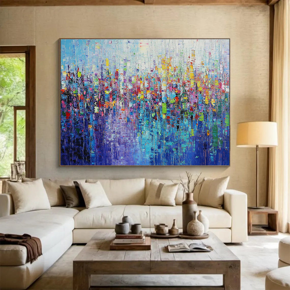 Large Painting In Living Room Multicolor (Blue, Purple, Red, Green) Textured Abstract Painting HPS248