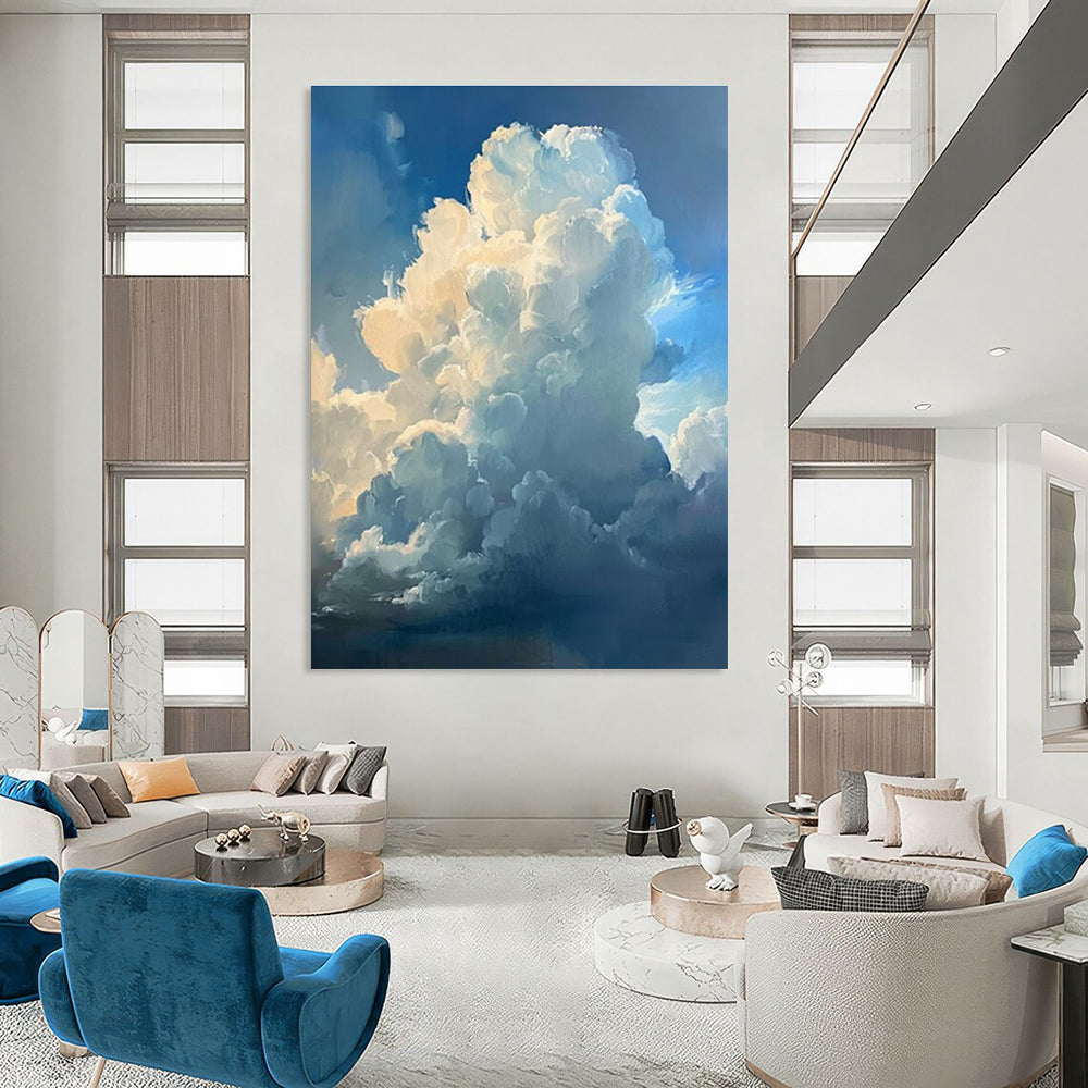 Big Painting Blue and White Cloud Abstract Sky Painting DPS442