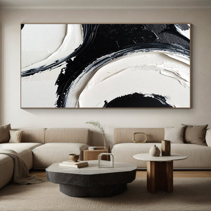 Acrylic Modern Art Paintings Black & White Textured Abstract Painting On Canvas PT127
