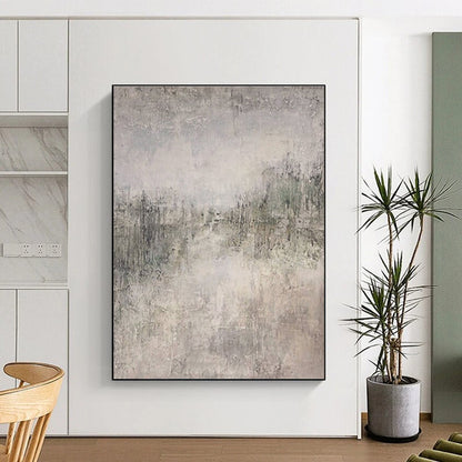 Large Size Gray & Beige Abstract Urban Scene, Oversized Abstract Wall Art DPS489