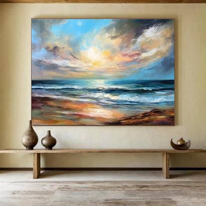 Cool Abstract Paintings Multicolor Seaside Sunset Expressive Art HPS368