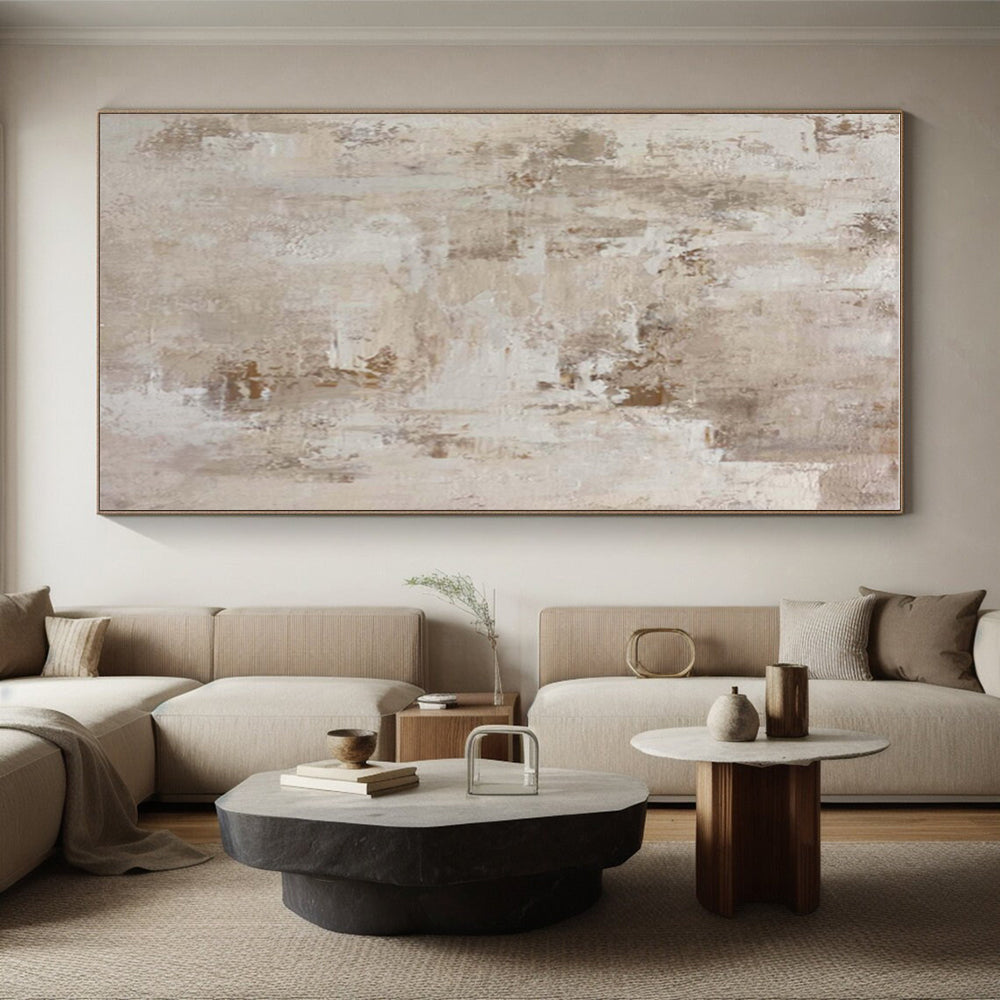Hand Painted Art Beige and Gray Textured Abstract Piece, Modern Art Acrylic PT329