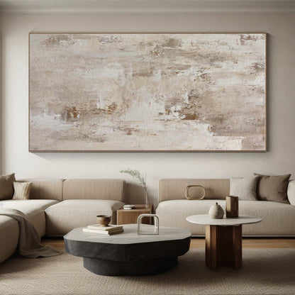Hand Painted Art Beige and Gray Textured Abstract Piece, Modern Art Acrylic PT329
