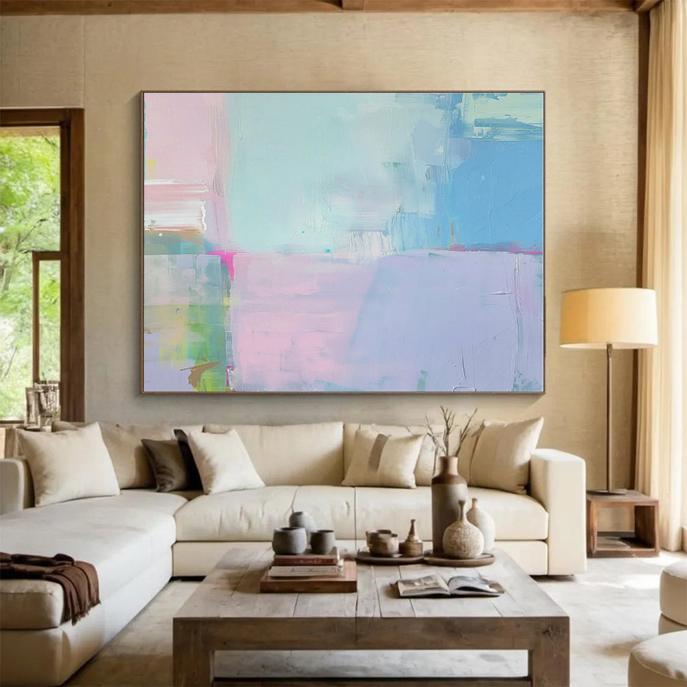 Acrylic Modern Art Paintings Pastel Multicolor Abstract Painting On Canvas HPS108