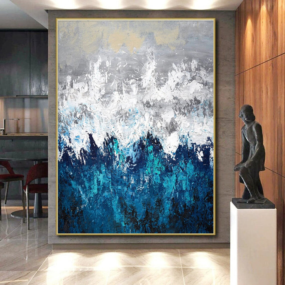 Acrylic Modern Art Paintings Blue Gray White Abstract Landscape Art PT382