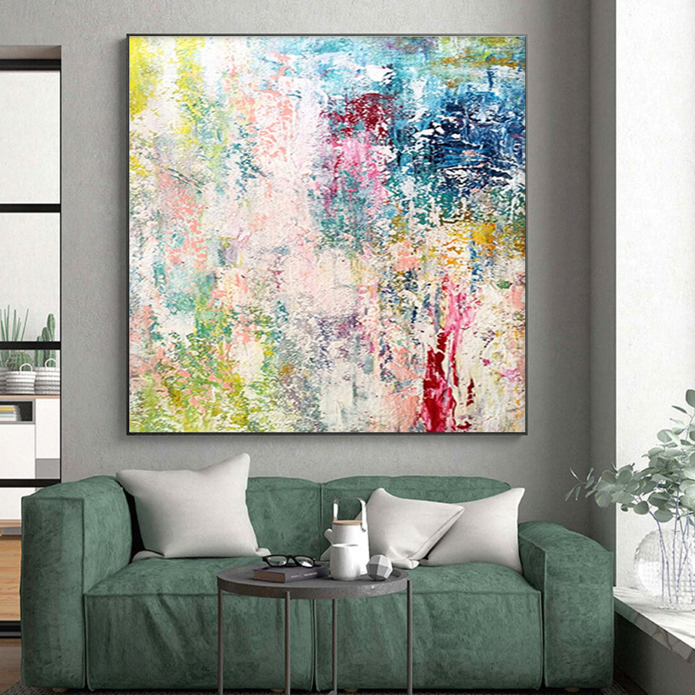 48x60 Colorful Multihued Abstract Art, Hand-Painted Acrylic Modern Art Painting PT286