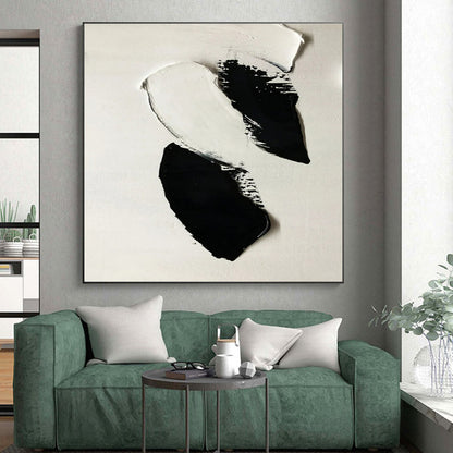 Black & White Minimalist Canvas Art - Bold Brush Strokes Abstract Art PT564