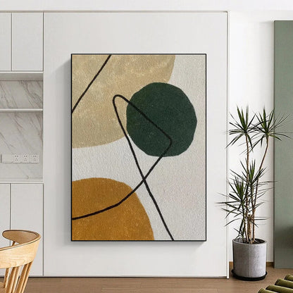 Minimalist Canvas Art Green, Beige, and Brown Geometric Abstract Art PT777