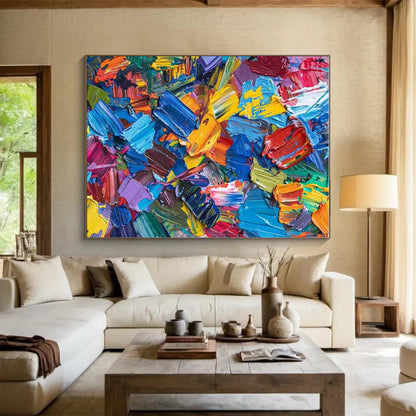 Cool Abstract Paintings Multicolor Thick Textured Abstract Art PT363