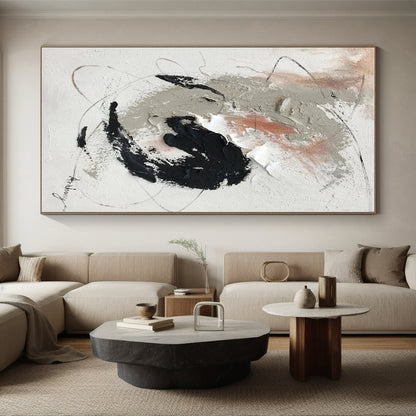 Cool Abstract Paintings Black Gray White Textured Abstract Art PT473