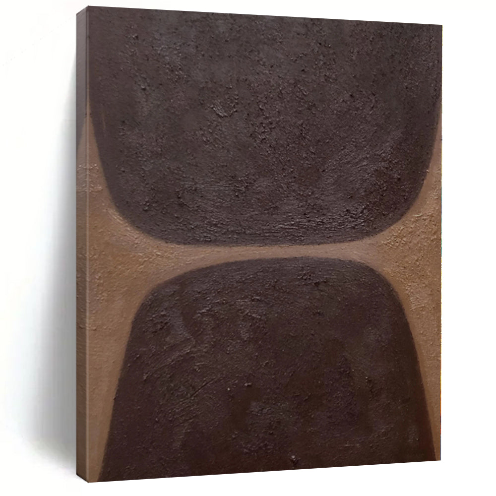 Hand Painting Brown & Beige Geometric Abstract Painting On Canvas PT032
