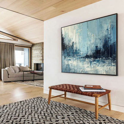 Cool Abstract Paintings Blue & Gray Textured Urban Abstract Painting On Canvas HPS094