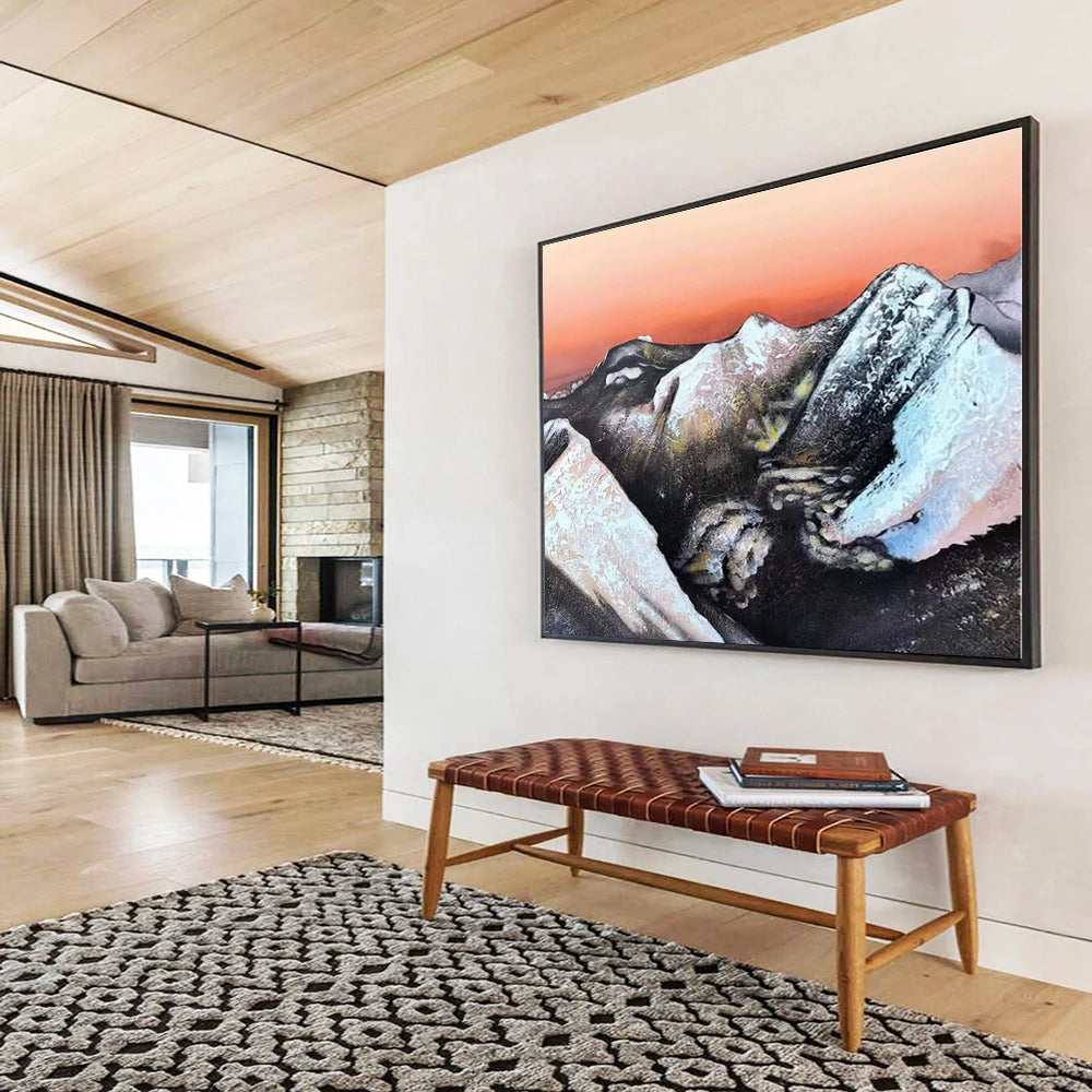 Unique Abstract Art Snowy Mountain Landscape Abstract Painting On Canvas HPS128