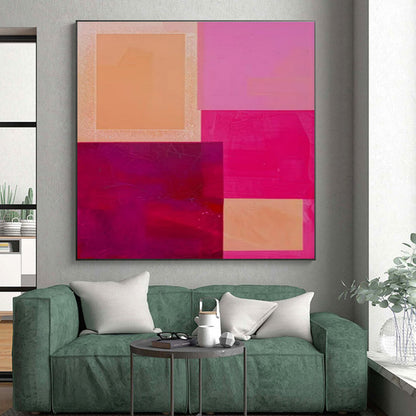 Oversized Abstract Wall Art Pink, Purple, and Orange Geometric Abstract Art PT788