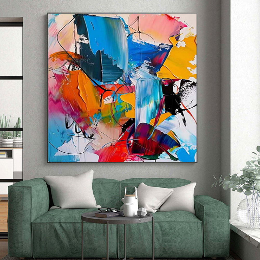Oversized Abstract Wall Art Multicolor Dynamic Abstract Art PT364