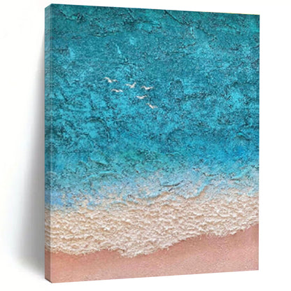Oversized Abstract Wall Art Teal Beige Textured Coastal Abstract Art PT497