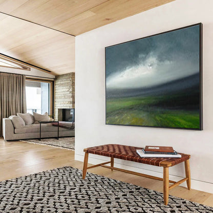 Cool Abstract Paintings Green & Gray Misty Abstract Landscape Art HPS166