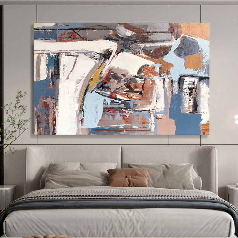 Acrylic Modern Art Paintings Gray, White & Brown Abstract Urban Art HPS183