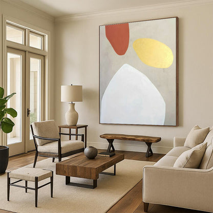 Hand-Painted Terracotta, Gold, and White Abstract Art PT643