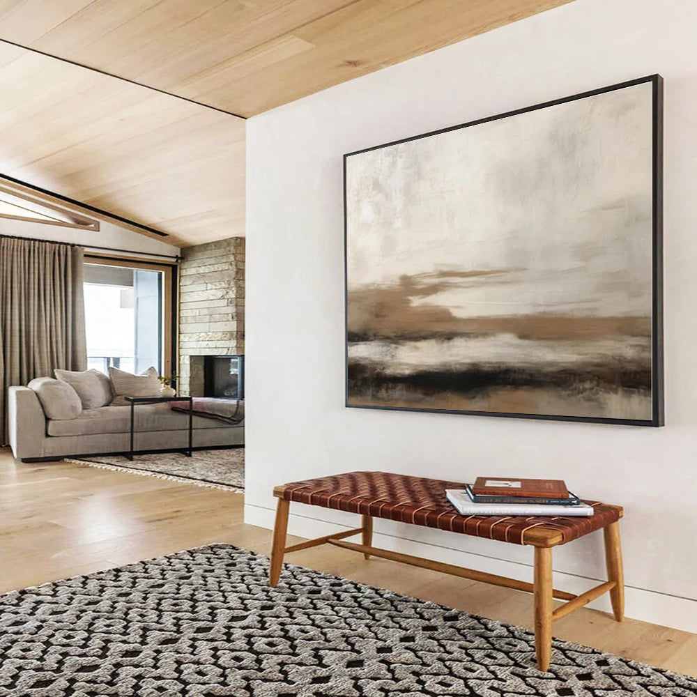 Handmade Art Neutral Tones Landscape Abstract Painting On Canvas HPS088