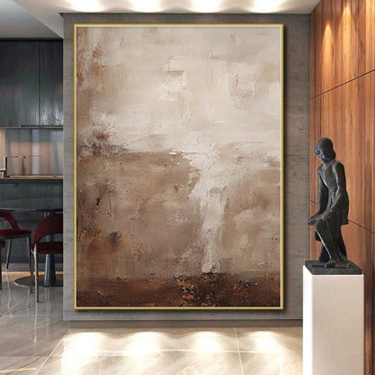 Large Painting In Living Room Beige & Brown Textured Abstract Painting On Canvas PT070