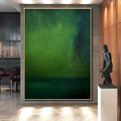 Hand Painting Green Abstract Ethereal Scene, Paintings For House PT529
