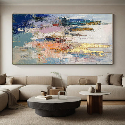 Gold Blue Pink Gray City Abstract Art PT146