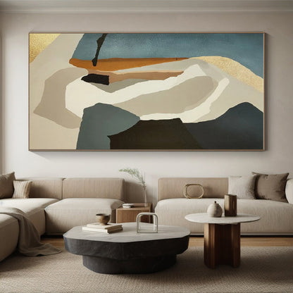 Handmade Art Multicolor Geometric Abstract Art with Gold Accents PT376