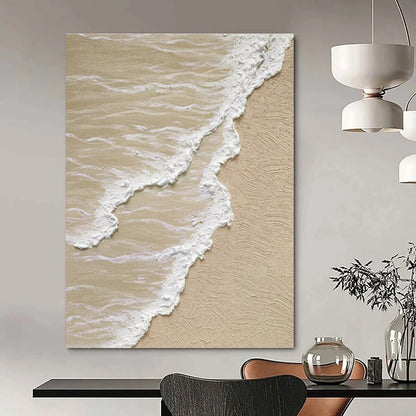 Large Size Beige, White, and Gray Textured Abstract Seaside Art DPS479