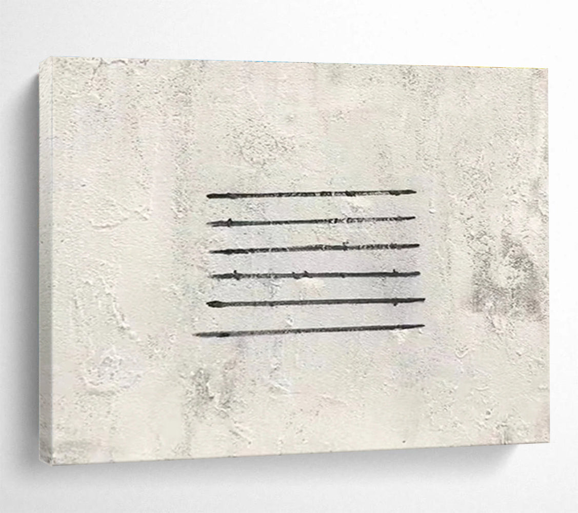 Cool Abstract Paintings Black & White Linear Minimalist Art HPS230