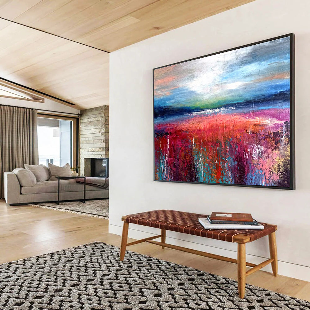 Large Contemporary Wall Art Colorful Landscape Abstract On Canvas HPS008