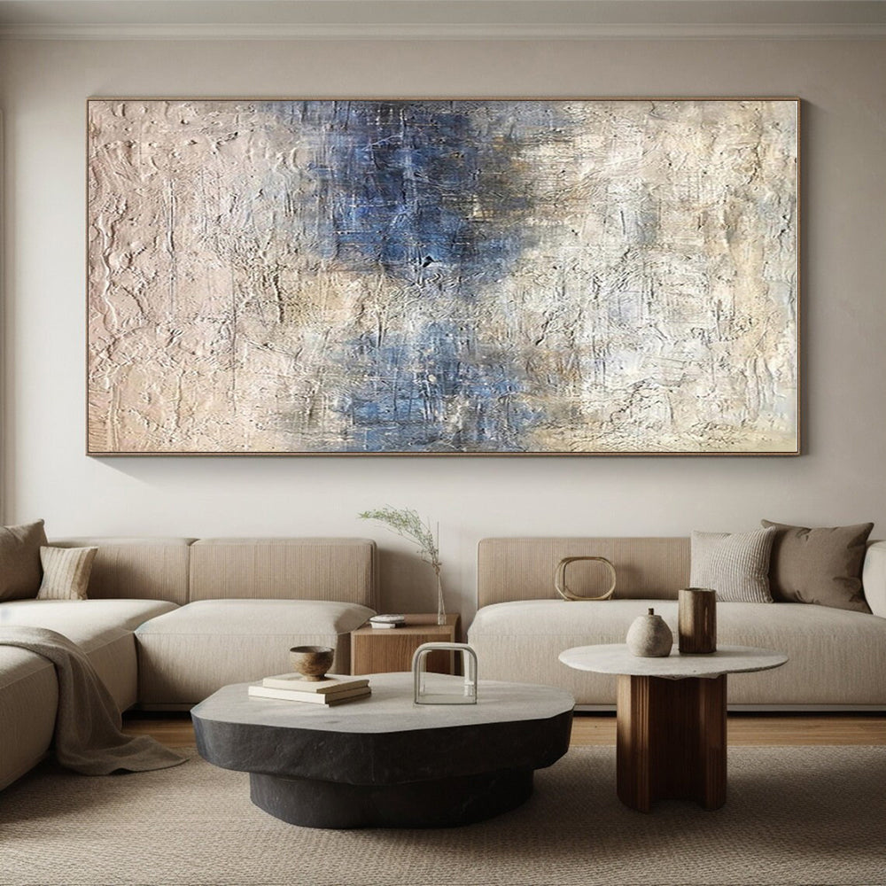 Acrylic Modern Art Paintings Blue and Beige Textured Abstract Art PT628