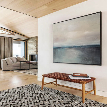 Minimalist Canvas Art Beige & Teal Abstract Coastal Art HPS184