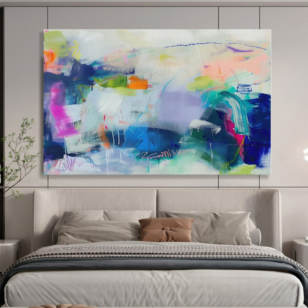 Hand-Painted Multicolor Dynamic Abstract Painting On Canvas HPS110