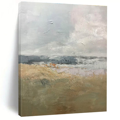 Buy Abstract Art Online Gray, Beige, and Blue Textured Abstract Landscape Art DPS464