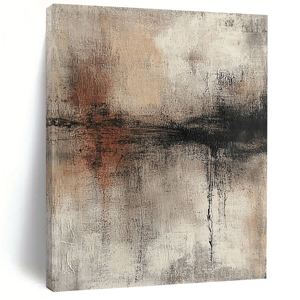 Large Abstract Painting For Living Room, Beige Gray Black Abstract Textured Art PT131