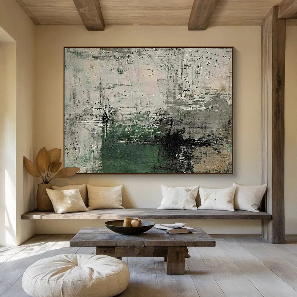 Buy Abstract Art Online Green, Gray, and Black Textured Abstract Urban Art HPS359