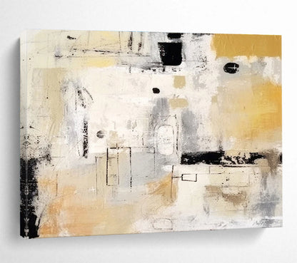 Cool Abstract Paintings Beige, Gray & Black Abstract Geometric Art HPS198