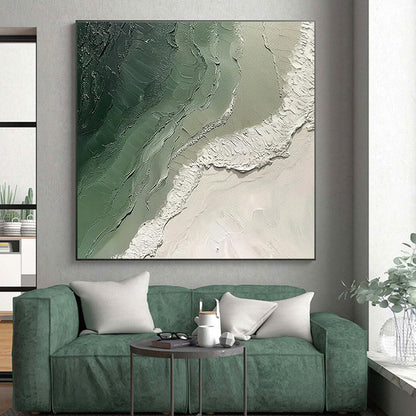 Cool Abstract Paintings Green and White Textured Abstract Art PT816