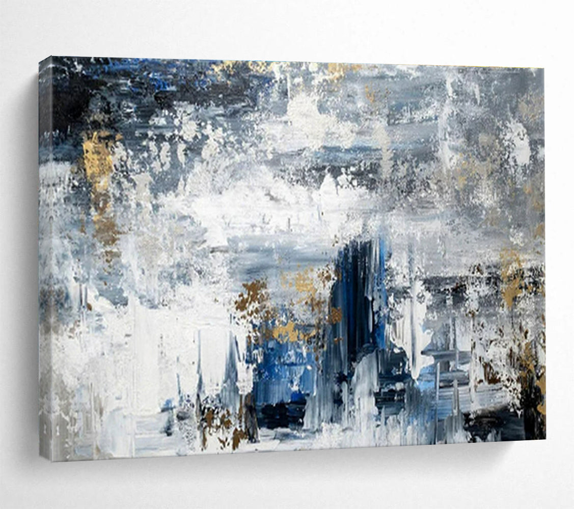 Gaint Canvas Art Blue, Gray, and Gold Textured Abstract Urban Art HPS372