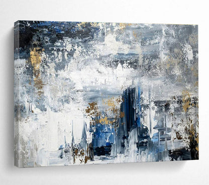 Gaint Canvas Art Blue, Gray, and Gold Textured Abstract Urban Art HPS372