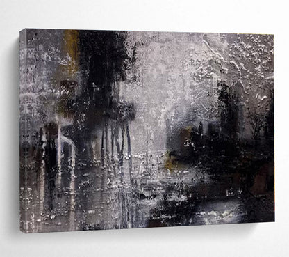 Cool Abstract Paintings Monochrome Textured Cityscape On Canvas HPS007